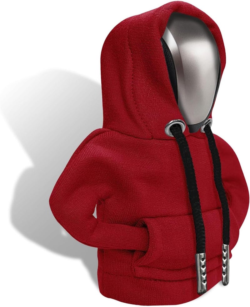 RGOAANC Gear Shift Hoodie, Gear Shift Cover, Fashionable Hoodie Automotive Gear Shift Knob Protector, Car Accessories Mini Sweater Gear Shift Knob Cover for Car Gear Shift Levers (Red) - Image 1